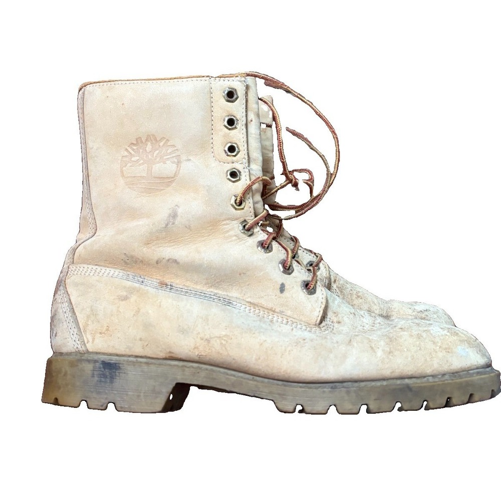 VTG Timberland Boots Mens Sz 10 Wide Brown Lace Up Military Nubuck Leather Work